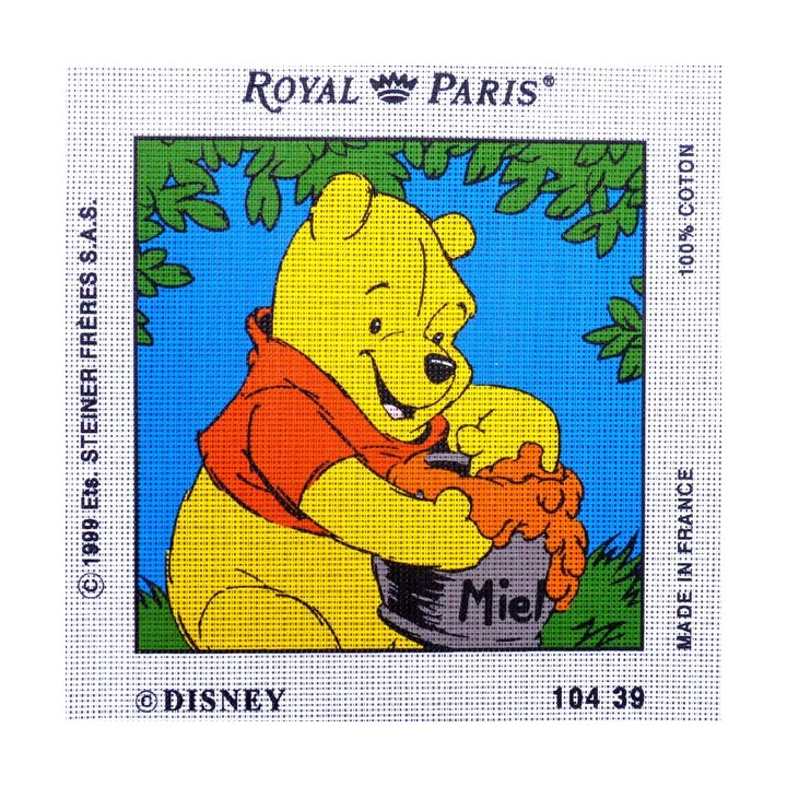 Canevas à broder 30 x 30 cm marque ROYAL PARIS thème DISNEY Winnie l'ourson et le pot de miel