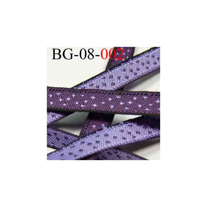 biais galon ruban couleur violet un coté et parme l'autre coté avec décor double face superbe largeur 8 mm vendu au mètres 