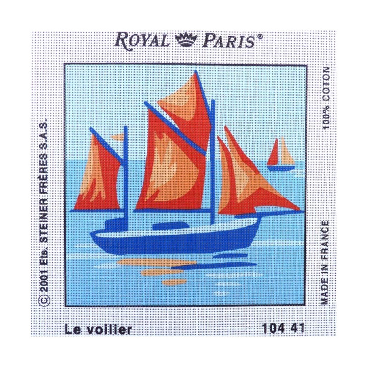 Canevas à broder 30 x 30 cm marque ROYAL PARIS thème LA MER le voilier