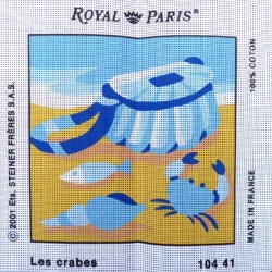 Canevas à broder 30 x 30 cm marque ROYAL PARIS thème LA MER les crabes