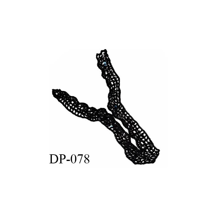 Devant plastron col crochet couleur noir avec sequins largeur 16 cm hauteur 29 cm prix à l'unité