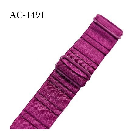 Bretelle lingerie SG 24 mm très haut de gamme couleur magenta brillant avec 2 barrettes longueur 32 cm prix à l'unité