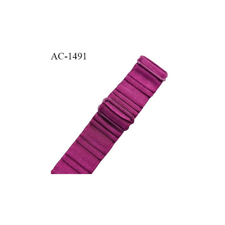 Bretelle lingerie SG 24 mm très haut de gamme couleur magenta brillant avec 2 barrettes longueur 32 cm prix à l'unité