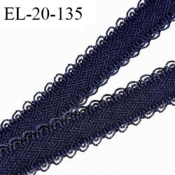 Elastique 19 mm lingerie et bretelle couleur bleu nuit ou pierre de lune avec motifs et picots prix au mètre