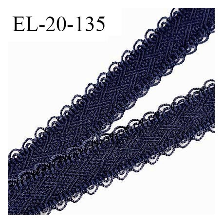 Elastique 19 mm lingerie et bretelle couleur bleu nuit ou pierre de lune avec motifs et picots prix au mètre