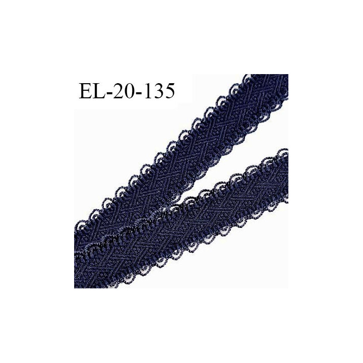 Elastique 19 mm lingerie et bretelle couleur bleu nuit ou pierre de lune avec motifs et picots prix au mètre
