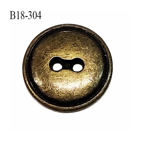 Bouton 18 mm style ancien en métal 2 trous couleur laiton vieilli diamètre 18 mm prix à l'unité