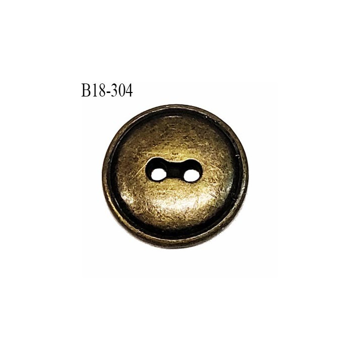 Bouton 18 mm style ancien en métal 2 trous couleur laiton vieilli diamètre 18 mm prix à l'unité