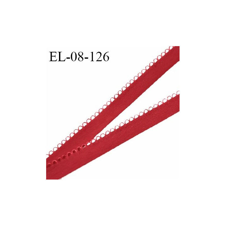 Elastique picot 8 mm haut de gamme couleur rouge doux au toucher largeur 8 mm prix au mètre
