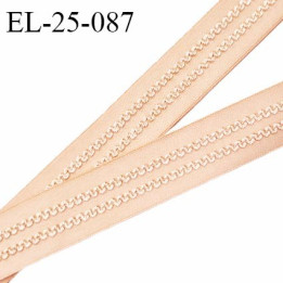 Elastique 24 mm bretelle et lingerie couleur caramel clair avec surpiqures brodées fabriqué en France prix au mètre