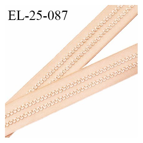 Elastique 24 mm bretelle et lingerie couleur caramel clair avec surpiqures brodées fabriqué en France prix au mètre