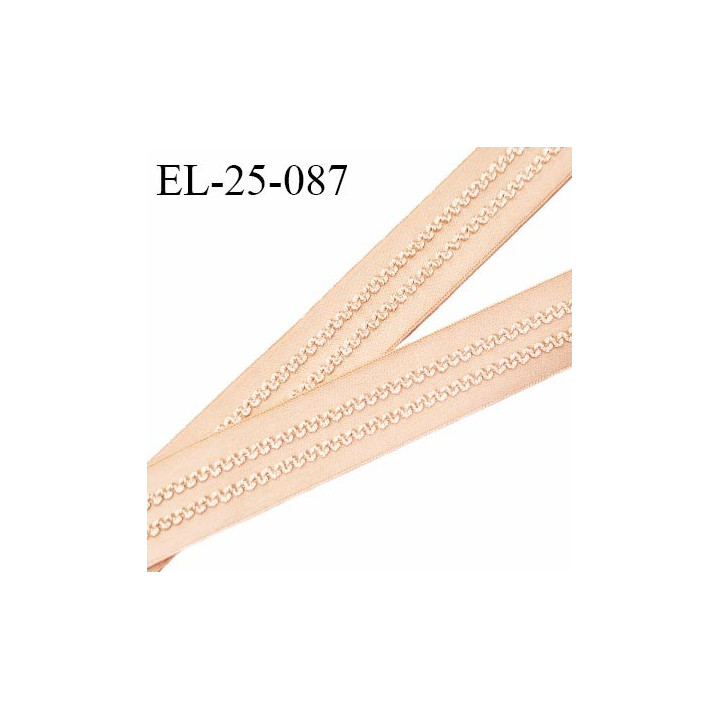 Elastique 24 mm bretelle et lingerie couleur caramel clair avec surpiqures brodées fabriqué en France prix au mètre