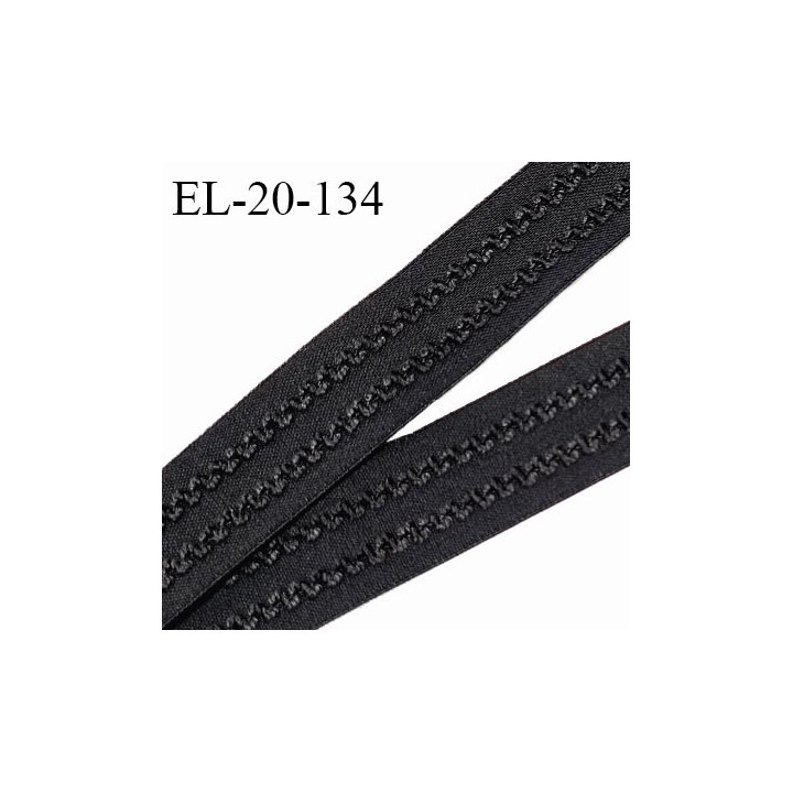 Elastique 19 mm bretelle et lingerie couleur noir avec surpiqures brodées fabriqué en France prix au mètre