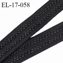 Elastique 16 mm bretelle et lingerie couleur noir avec surpiqures brodées fabriqué en France prix au mètre