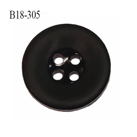 Bouton 18 mm en pvc couleur noir mat et intérieur et brodure brillante 4 trous diamètre 18 mm épaisseur 4 mm prix à la pièce