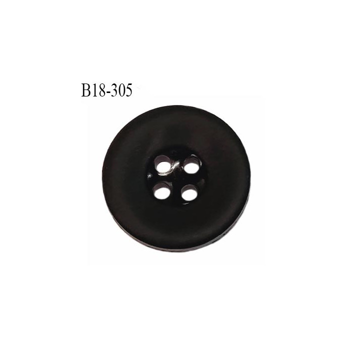 Bouton 18 mm en pvc couleur noir mat et intérieur et brodure brillante  4 trous diamètre 18 mm épaisseur 4 mm prix à la pièce