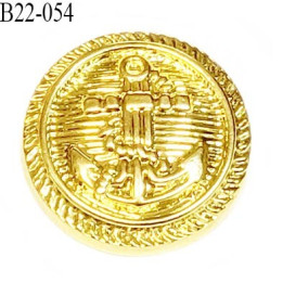 Bouton 22 mm en pvc couleur or doré brillant en pvc très joli ancre marine la couleur  est celle d'une pièce d'or diamètre 22 mm