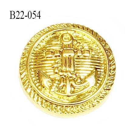 Bouton 22 mm en pvc couleur or doré brillant en pvc très joli ancre marine la couleur est celle d'une pièce d'or diamètre 22 mm