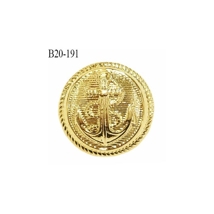 Bouton 20 mm en pvc couleur or doré brillant en pvc très joli ancre marine la couleur  est celle d'une pièce d'or diamètre 20 mm