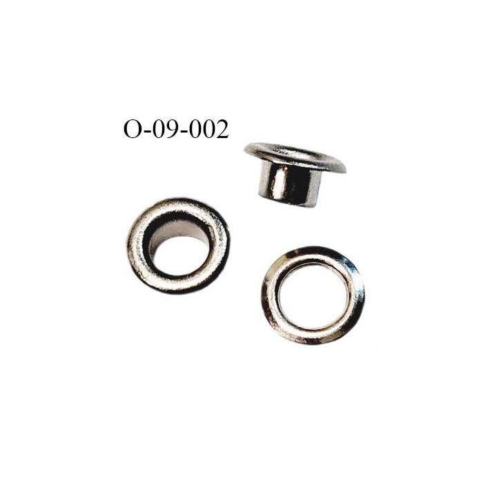 Oeillet en métal couleur acier blanc diamètre extérieur 8.6 mm diamètre intérieur 4.8 mm hauteur 4 mm prix à l'unité