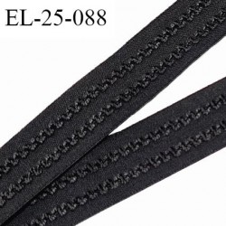 Elastique 24 mm lingerie couleur noir avec surpiqures brodées fabriqué en France prix au mètre