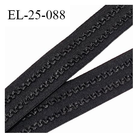 Elastique 24 mm bretelle et lingerie couleur noir avec surpiqures brodées fabriqué en France prix au mètre