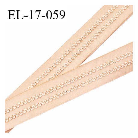 Elastique 16 mm bretelle et lingerie couleur caramel clair avec surpiqures brodées fabriqué en France prix au mètre