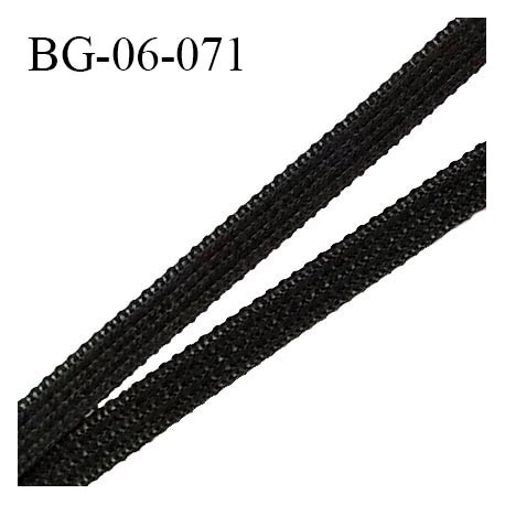 Droit fil à plat 6 mm semi rigide spécial lingerie et couture du prêt-à-porter couleur noir fabriqué en France prix au mètre