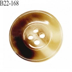 Bouton 22 mm en pvc couleur marron clair ivoire brillant forme cocave 4 trous diamètre 22 mm épaisseur 3.3 mm prix à la pièce