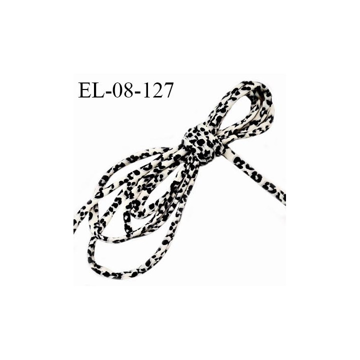 Cordon élastique 8 mm ou cache armature galon lingerie et bain couleur léopard lycra extensible prix au mètre