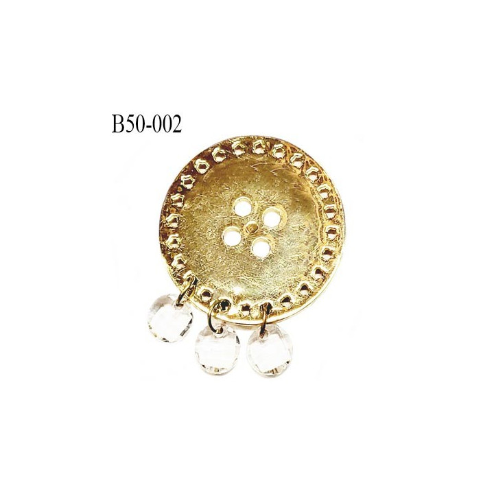 Bouton pvc 50 mm couleur or avec strass style diamant diamètre 50 mm épaisseur 2.6 mm prix à la pièce