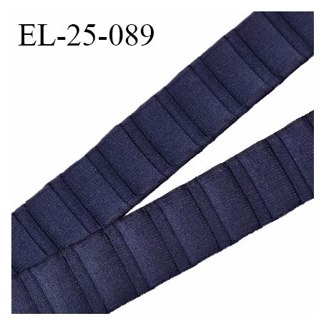 Elastique 24 mm bretelle et lingerie couleur bleu marine froncé fabriqué en France pour une grande marque prix au mètre