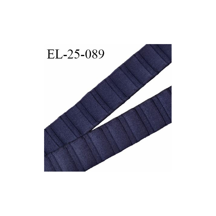 Elastique 24 mm bretelle et lingerie couleur bleu marine froncé fabriqué en France pour une grande marque prix au mètre
