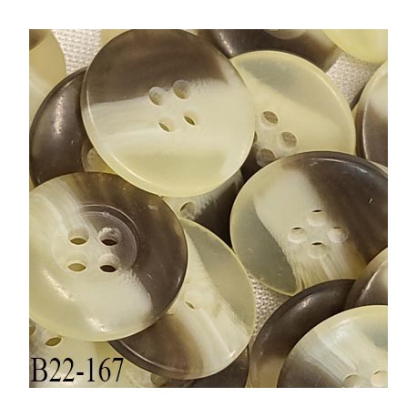 Bouton 22 mm en pvc couleur marron clair ivoire et translucide mat 4 trous diamètre 22 mm épaisseur 4 mm prix à la pièce