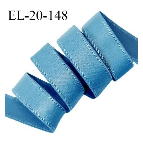 Elastique 19 mm bretelle et lingerie avec surpiqûres couleur bleu fabriqué en France pour une grande marque prix au mètre