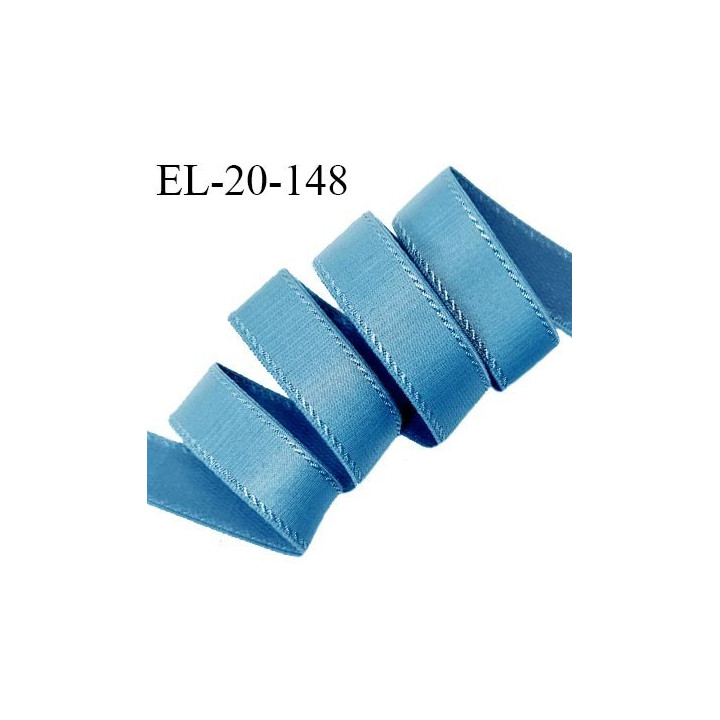 Elastique 19 mm bretelle et lingerie avec surpiqûres couleur bleu fabriqué en France pour une grande marque prix au mètre