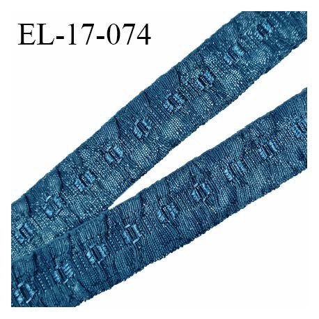 Elastique 16 mm froncé bretelle et lingerie couleur bleu irisé élasticité 40 % dessous très doux largeur 16 mm prix au mètre