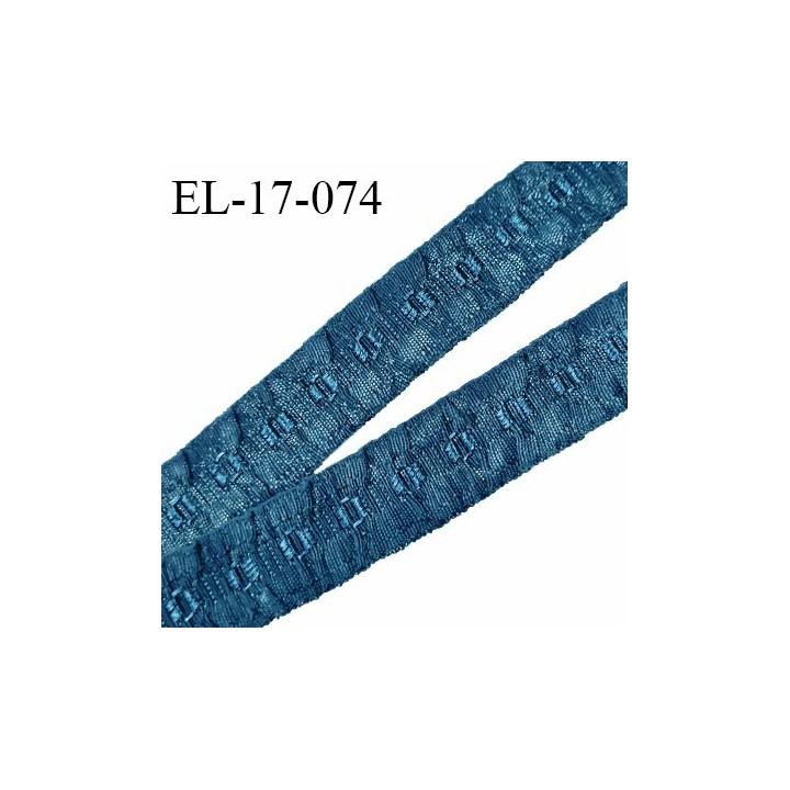 Elastique 16 mm froncé bretelle et lingerie couleur bleu irisé élasticité 40 % dessous très doux largeur 16 mm prix au mètre