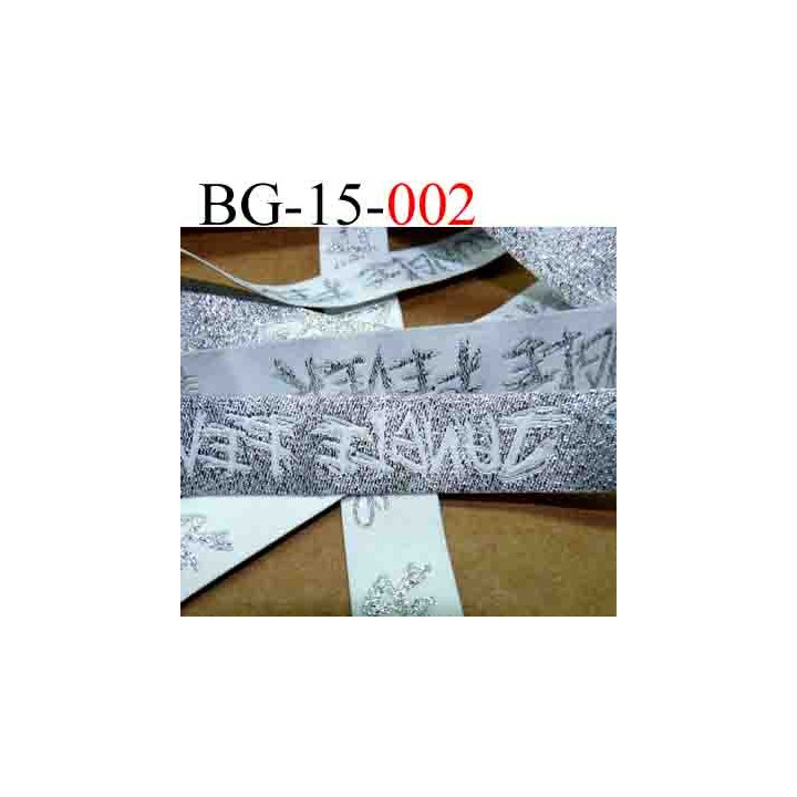 biais galon ruban satin brillant couleur blanc et argent double face inscription strass superbe largeur 15 mm vendu au mètres 