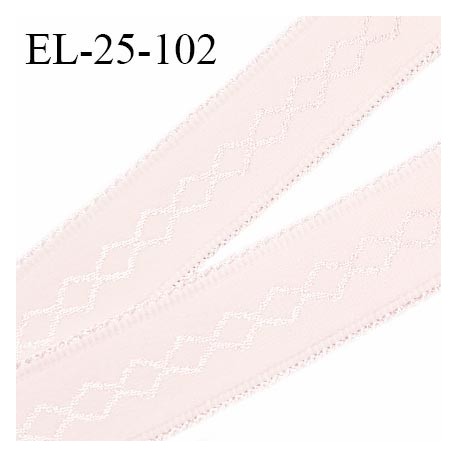 Elastique 24 mm bretelle et lingerie avec motif brodé couleur rose jasmin très doux au toucher fabriqué en France prix au mètre