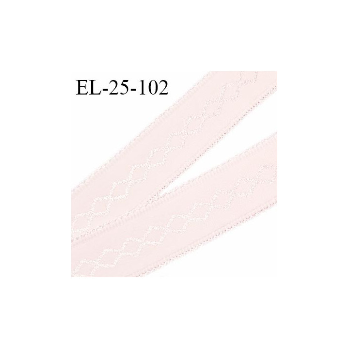 Elastique 24 mm bretelle et lingerie avec motif brodé couleur rose jasmin très doux au toucher fabriqué en France prix au mètre