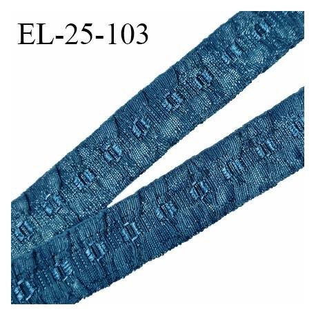 Elastique 24 mm froncé bretelle et lingerie couleur bleu irisé élasticité 40 % dessous très doux largeur 24 mm prix au mètre