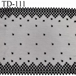 Dentelle 23 cm brodée sur tulle extensible couleur noir haut de gamme douce agréable au toucher largeur 23 cm prix pour 10 cm
