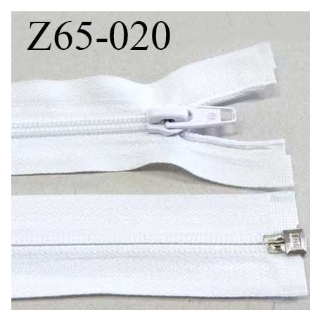 Fermeture zip 65 cm à glissière séparable largeur 3 cm longueur 65 cm couleur blanc glissière nylon prix à la pièce
