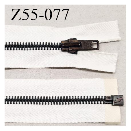 Fermeture zip 55 mm à glissière longueur 55 cm couleur écru séparable largeur 3.2 cm glissière métal en nickel prix à la pièce