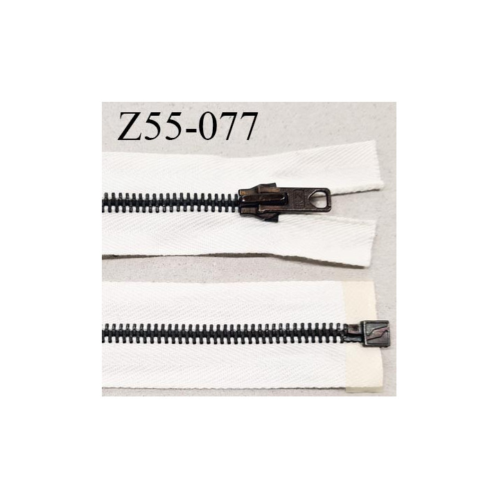 Fermeture zip 55 mm à glissière longueur 55 cm couleur écru séparable largeur 3.2 cm glissière métal en nickel prix à la pièce