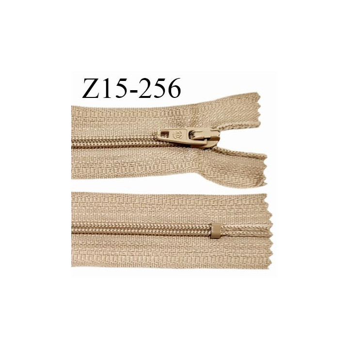 Fermeture zip 15 cm non séparable couleur beige largeur 2.7 cm zip nylon longueur 15 cm largeur 4 mm prix à l'unité