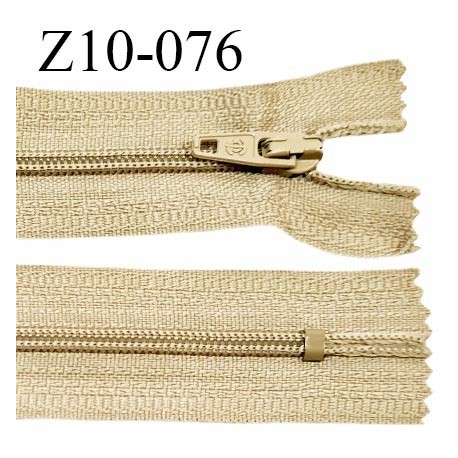 Fermeture zip 10 cm couleur beige non séparable largeur 2.5 cm glissière nylon longueur 10 cm prix à l'unité