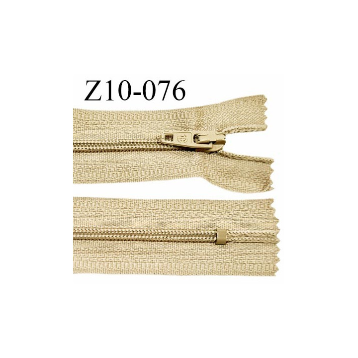 Fermeture zip 10 cm couleur beige non séparable largeur 2.5 cm glissière nylon longueur 10 cm prix à l'unité