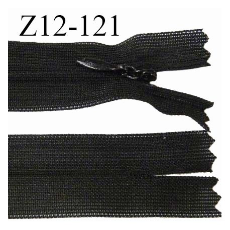 Fermeture zip 12 cm non séparable couleur noir largeur 2.5 cm zip nylon invisible longueur 12 cm largeur 5 mm prix à l'unité